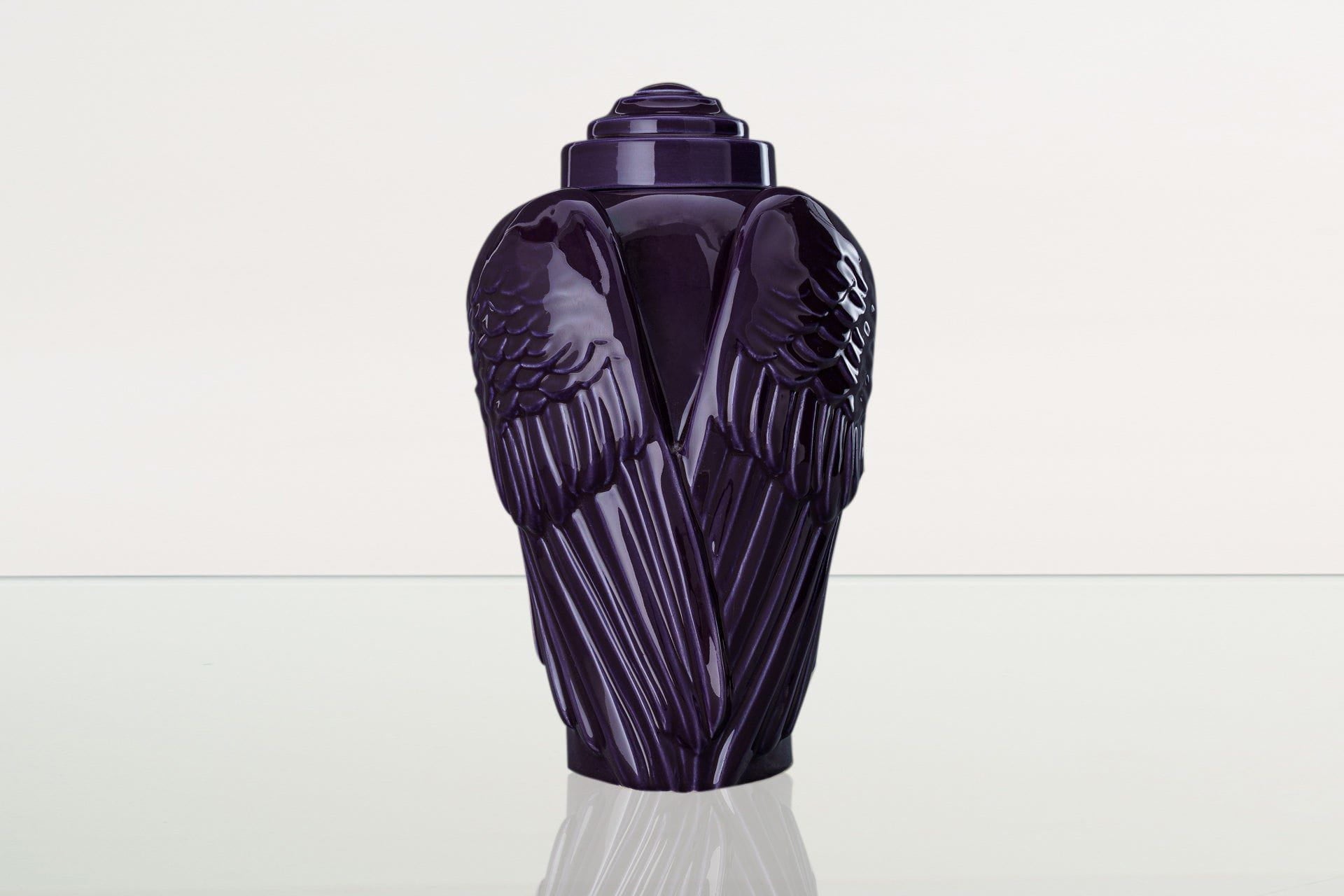 Handmade Cremation Urn for Ashes "Wings" - Large | Violet | Ceramic Urn - Pulvis Art Urns
