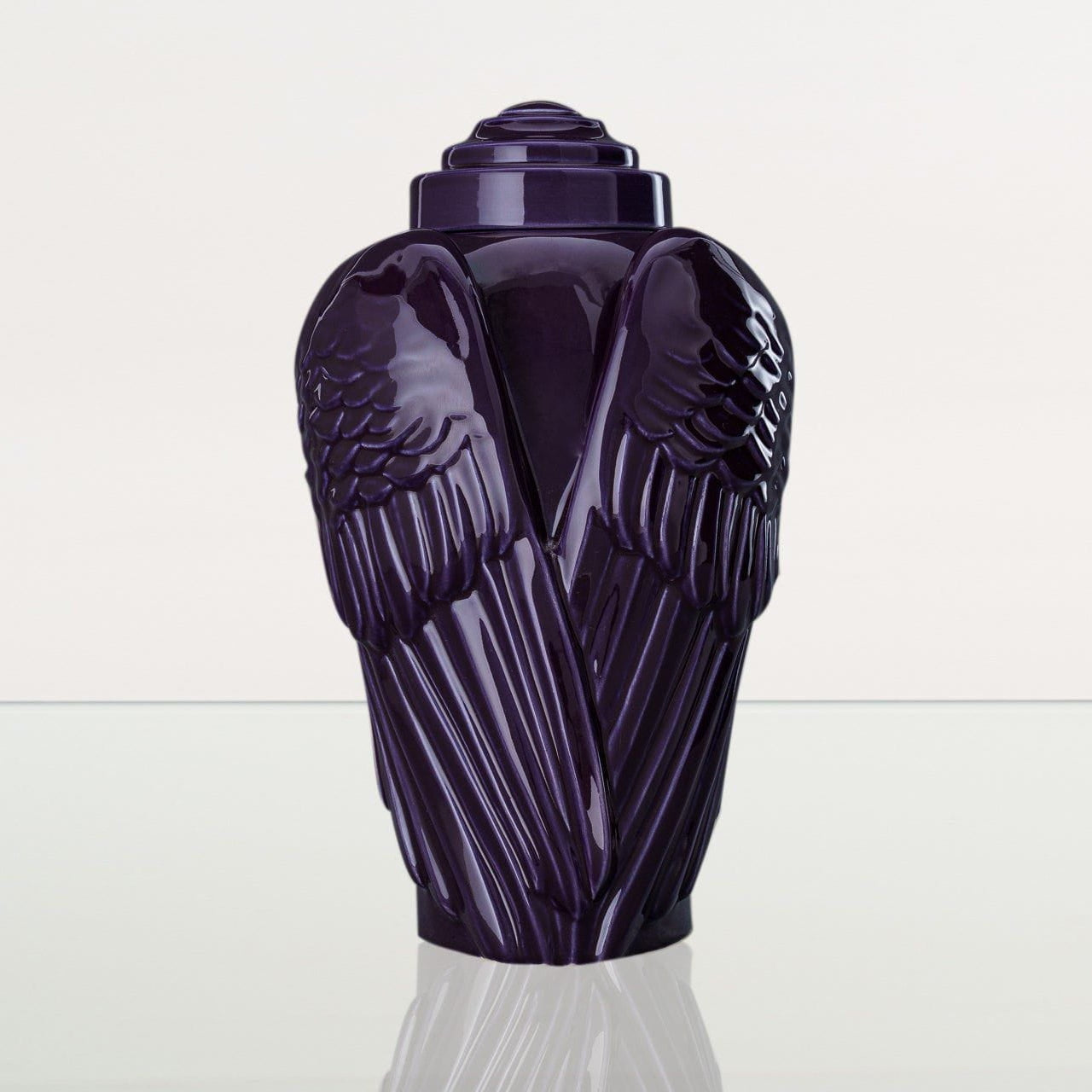 Handmade Cremation Urn for Ashes "Wings" - Large | Violet | Ceramic Urn - Pulvis Art Urns
