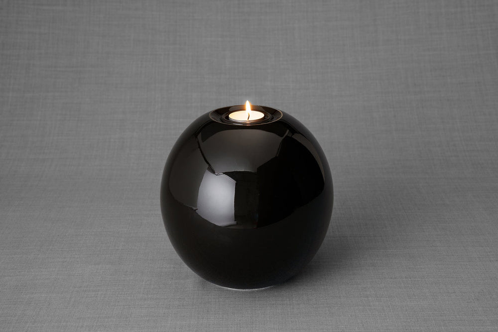 Pulvis Art Urns Adult Size Urn Handmade Cremation Urn "Harmony" - Large | Lamp Black | Ceramic