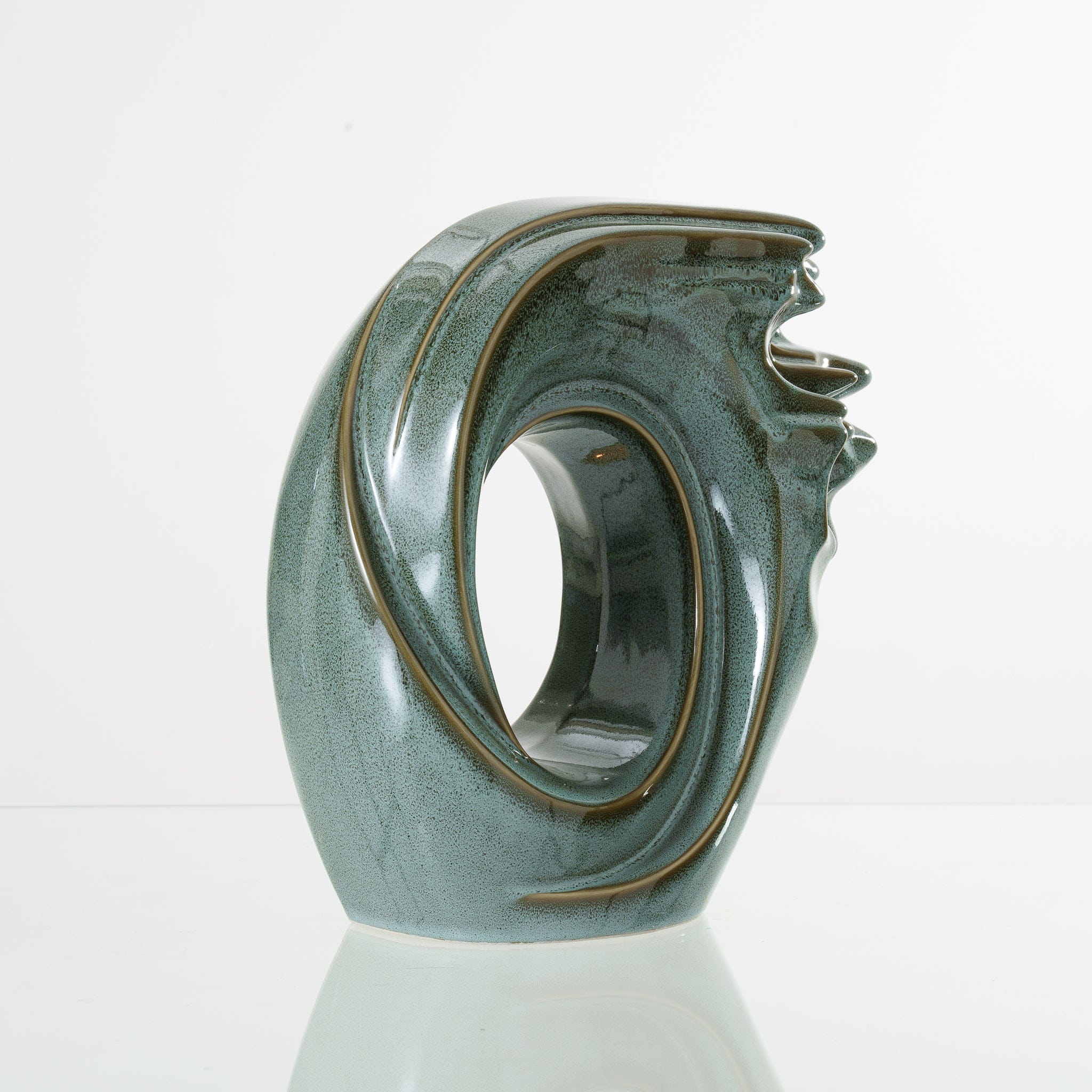 Pulvis Art Urns Adult Size Urn Handmade Cremation Urn "Zephyr" - Adult Ceramic Urn | Oily Green Melange