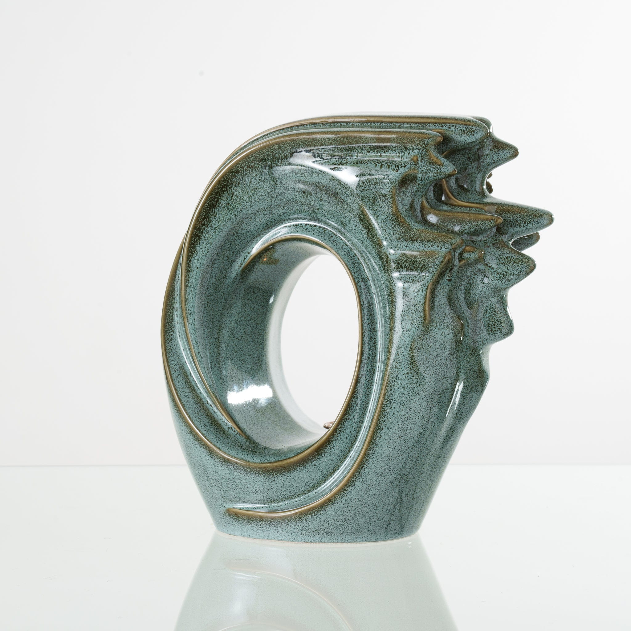 Pulvis Art Urns Adult Size Urn Handmade Cremation Urn "Zephyr" - Adult Ceramic Urn | Oily Green Melange