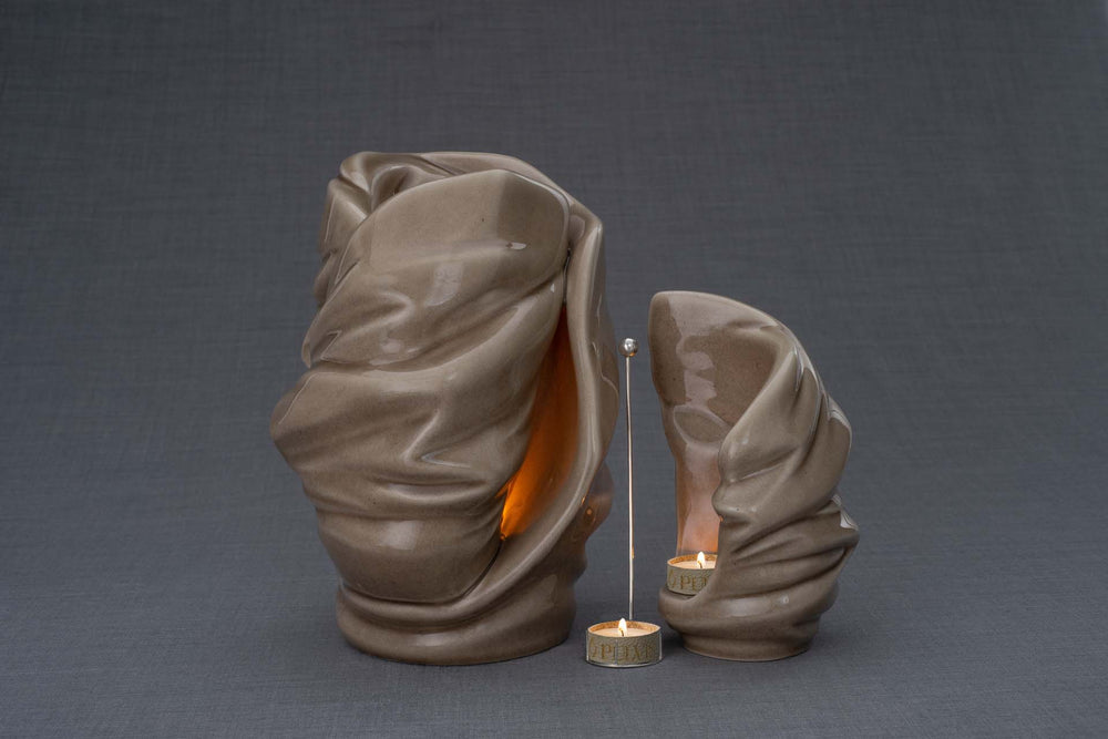 Pulvis Art Urns Adult Size Urn + Keepsake Urn Set Of Ceramic Art Urns for Ashes 