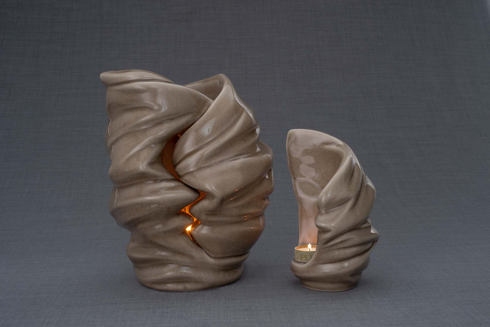 Set Of Ceramic Art Urns for Ashes "Light" - (Large urn + Keepsake) - Pulvis Art Urns