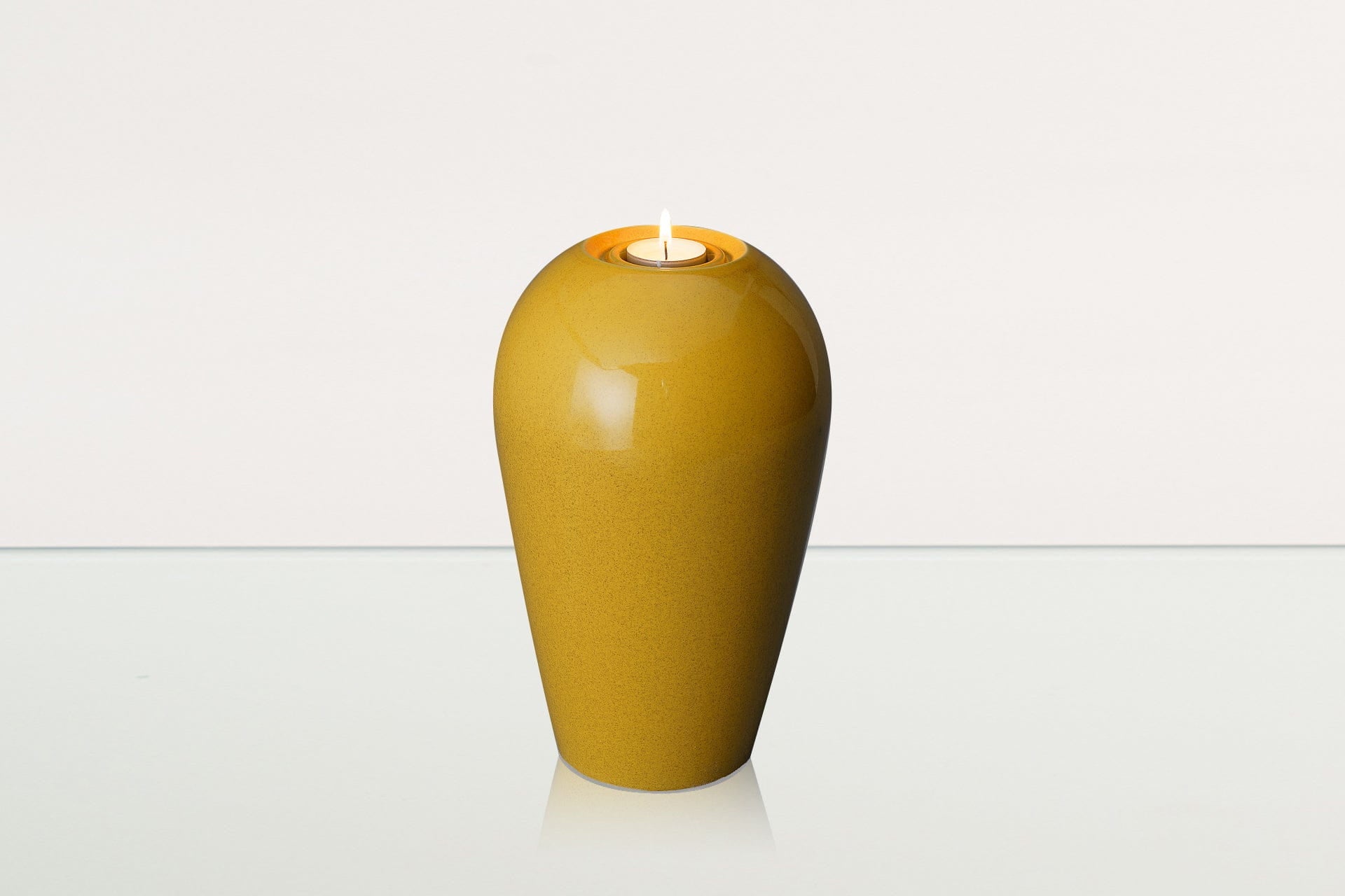 Memorial Cremation Urn "Serenity" - Large | Amber Yellow | Ceramic Urn - Pulvis Art Urns