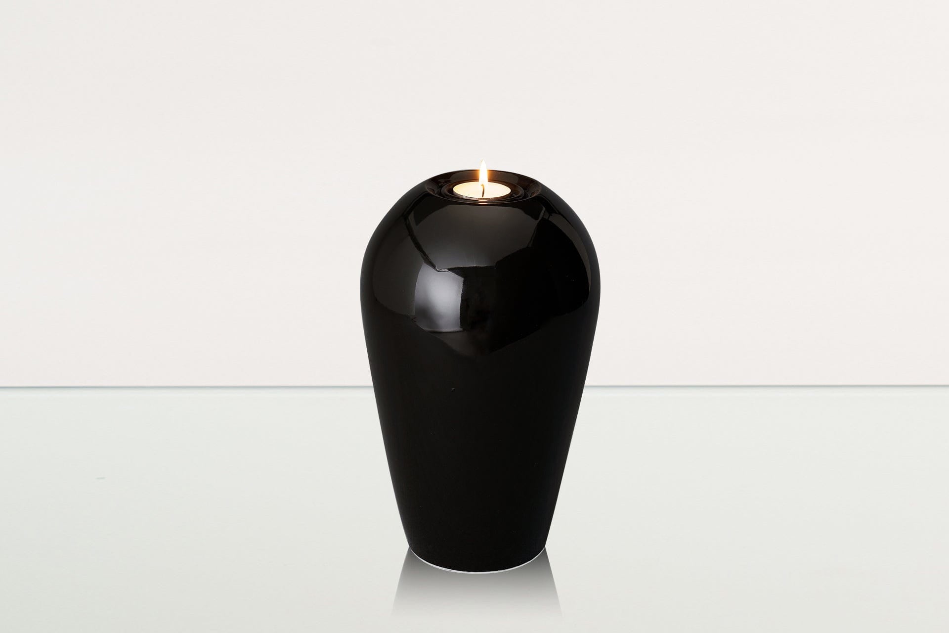 Memorial Cremation Urn "Serenity" - Large | Lamp Black | Ceramic Urn - Pulvis Art Urns