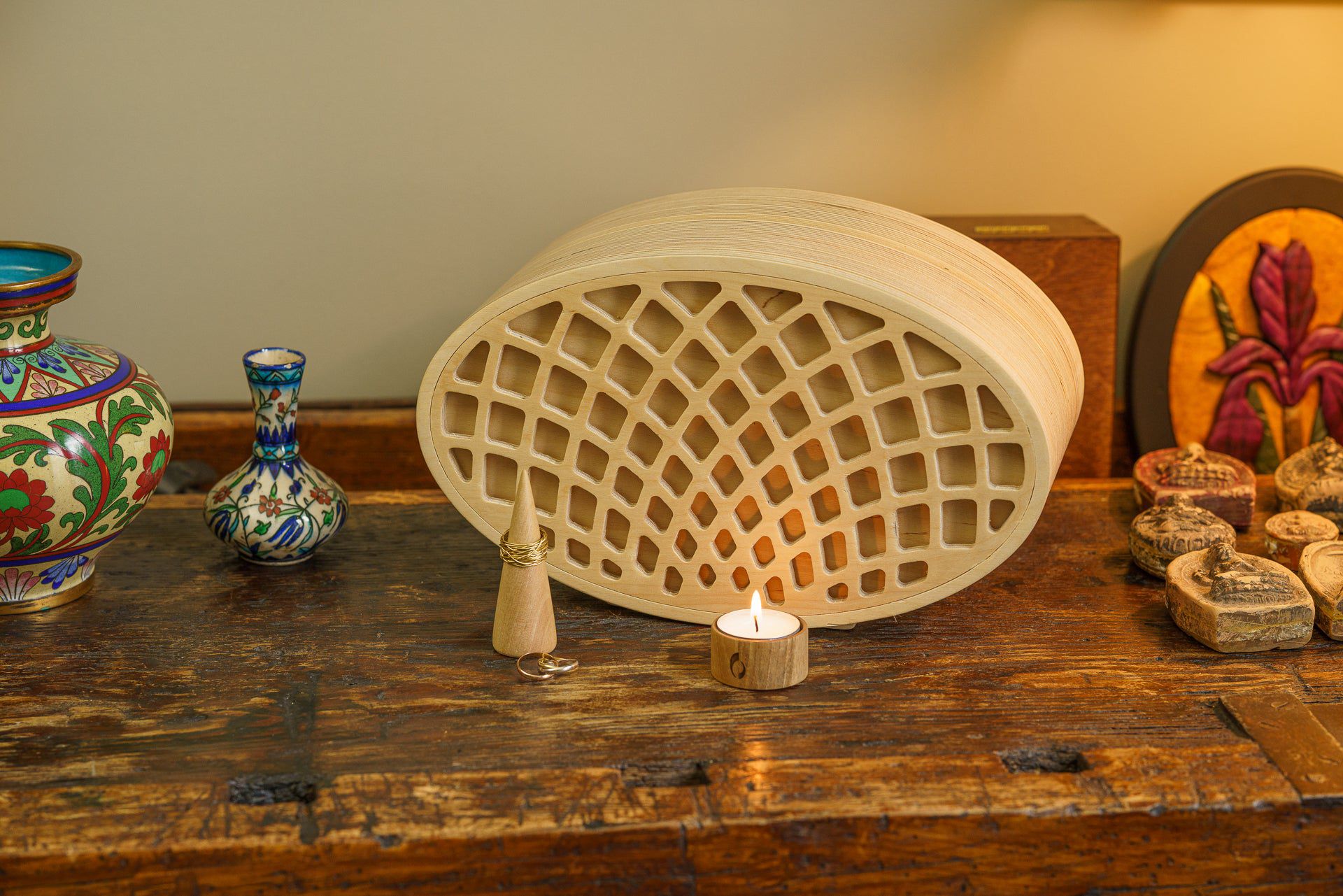 Wooden Cremation Urn "Remembrance" - Handmade - Rhomb Urn - Pulvis Art Urns