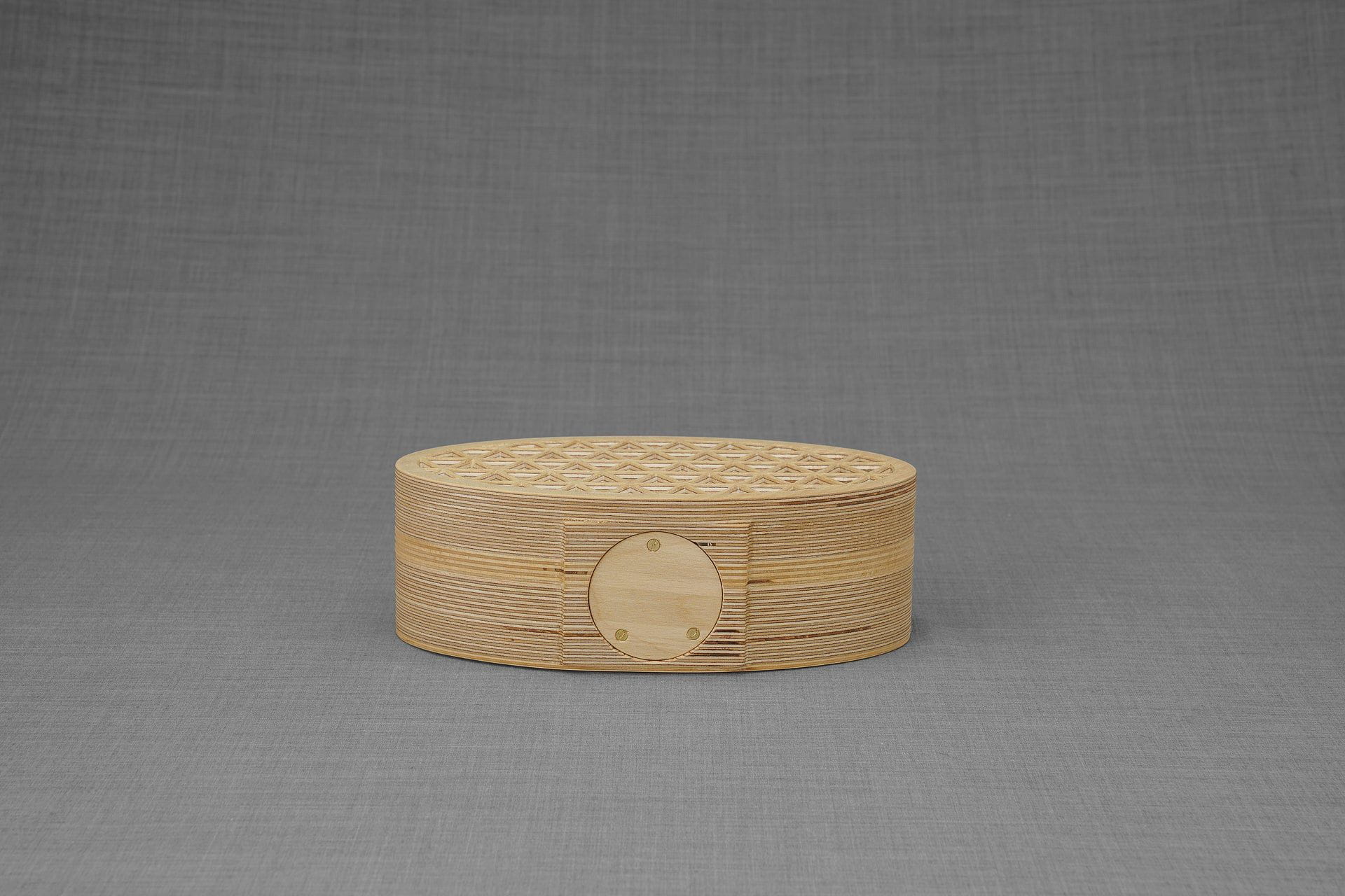 Wooden Cremation Urn "Remembrance" - Handmade - Orange Leather - Pulvis Art Urns