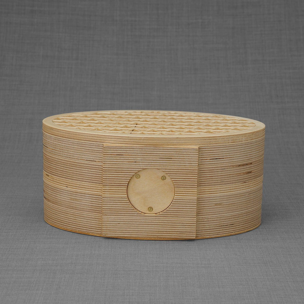 Wooden Cremation Urn "Remembrance" - Handmade - Purple Leather - Pulvis Art Urns