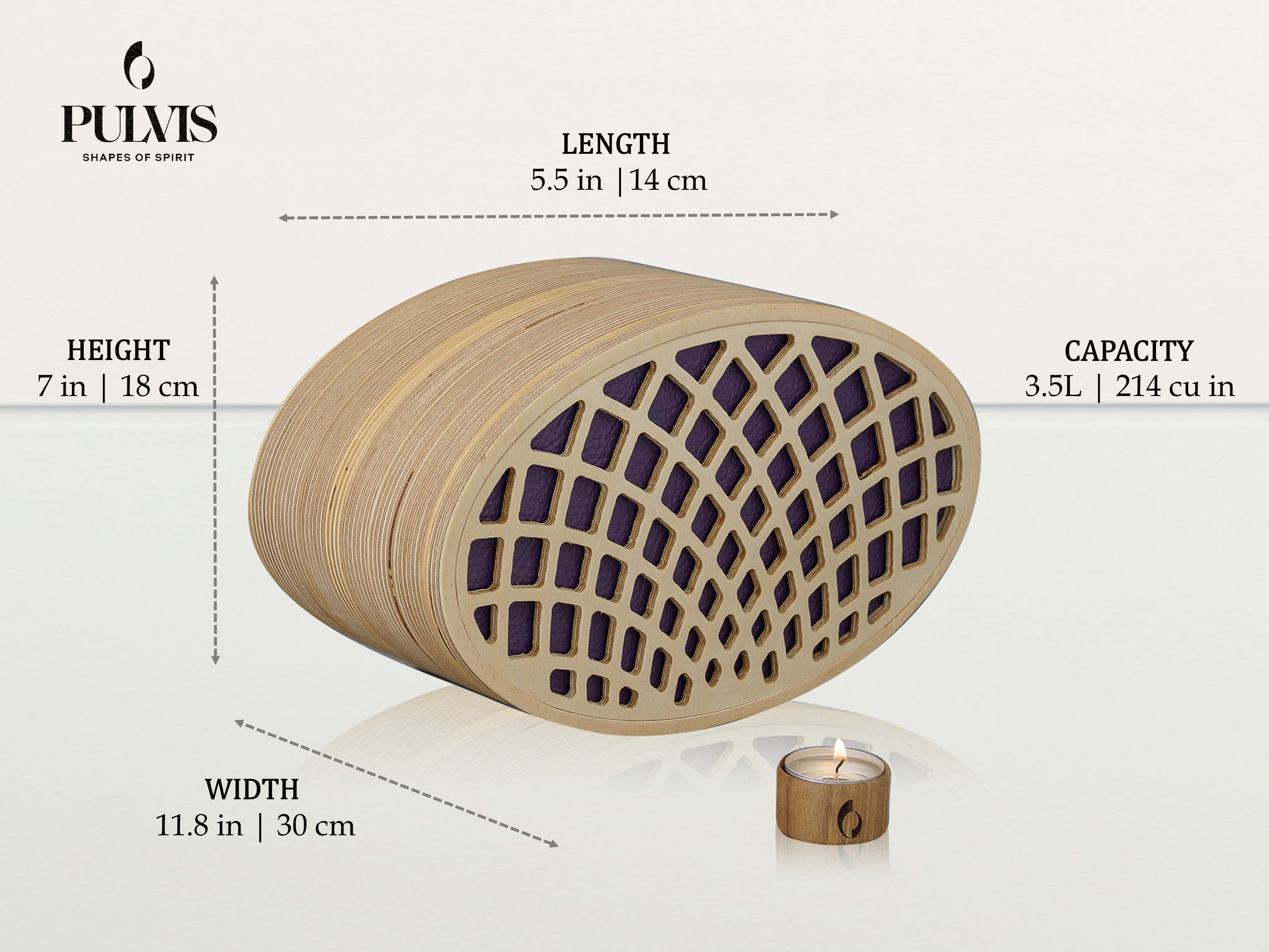 Pulvis Art Urns Adult Size Urn Wooden Cremation Urn "Remembrance" - Handmade - Rhomb Urn