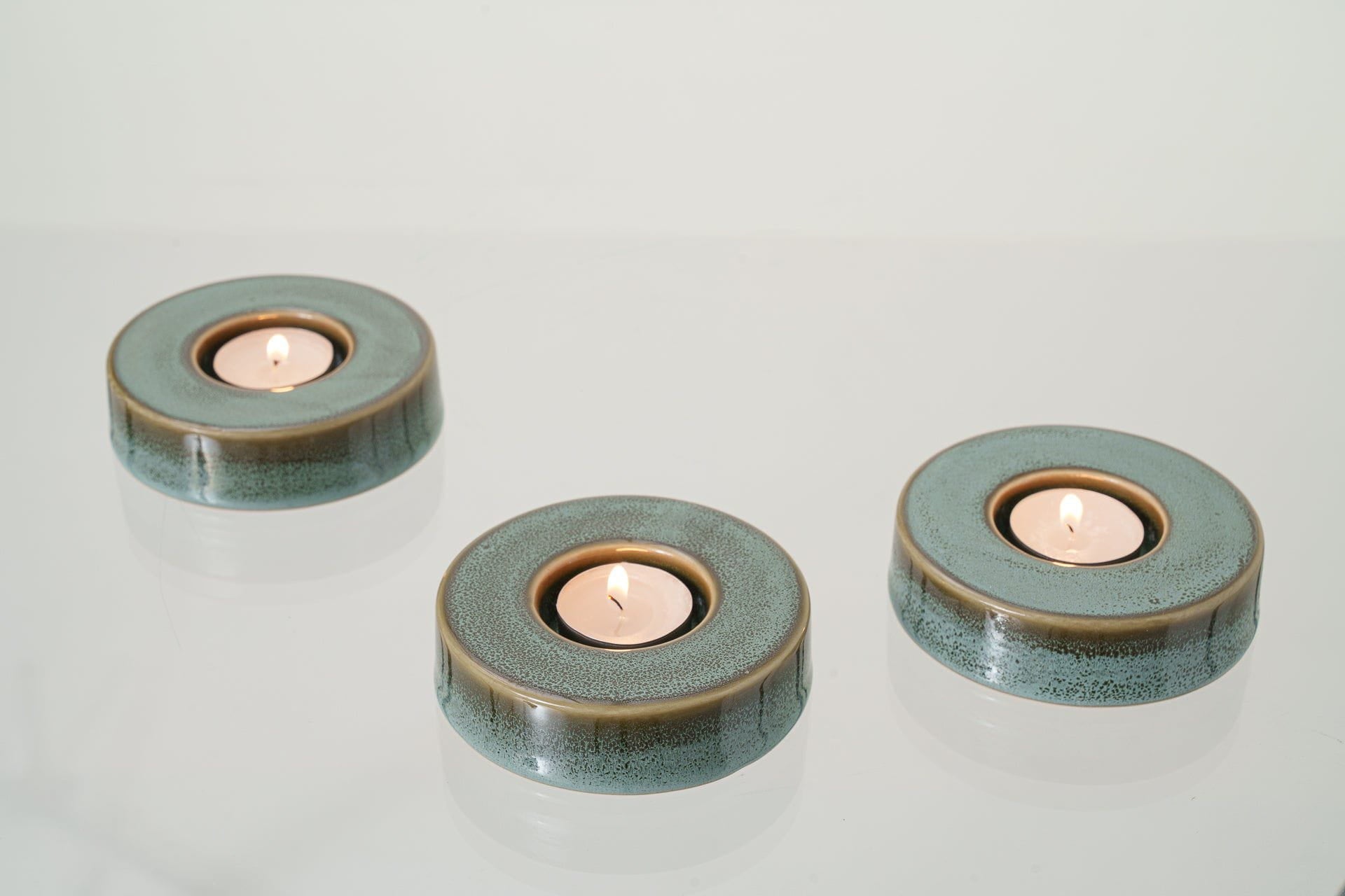 Caleo Handmade Candleholder for Cremation Urns - Oily Green Melange | Ceramic - Pulvis Art Urns