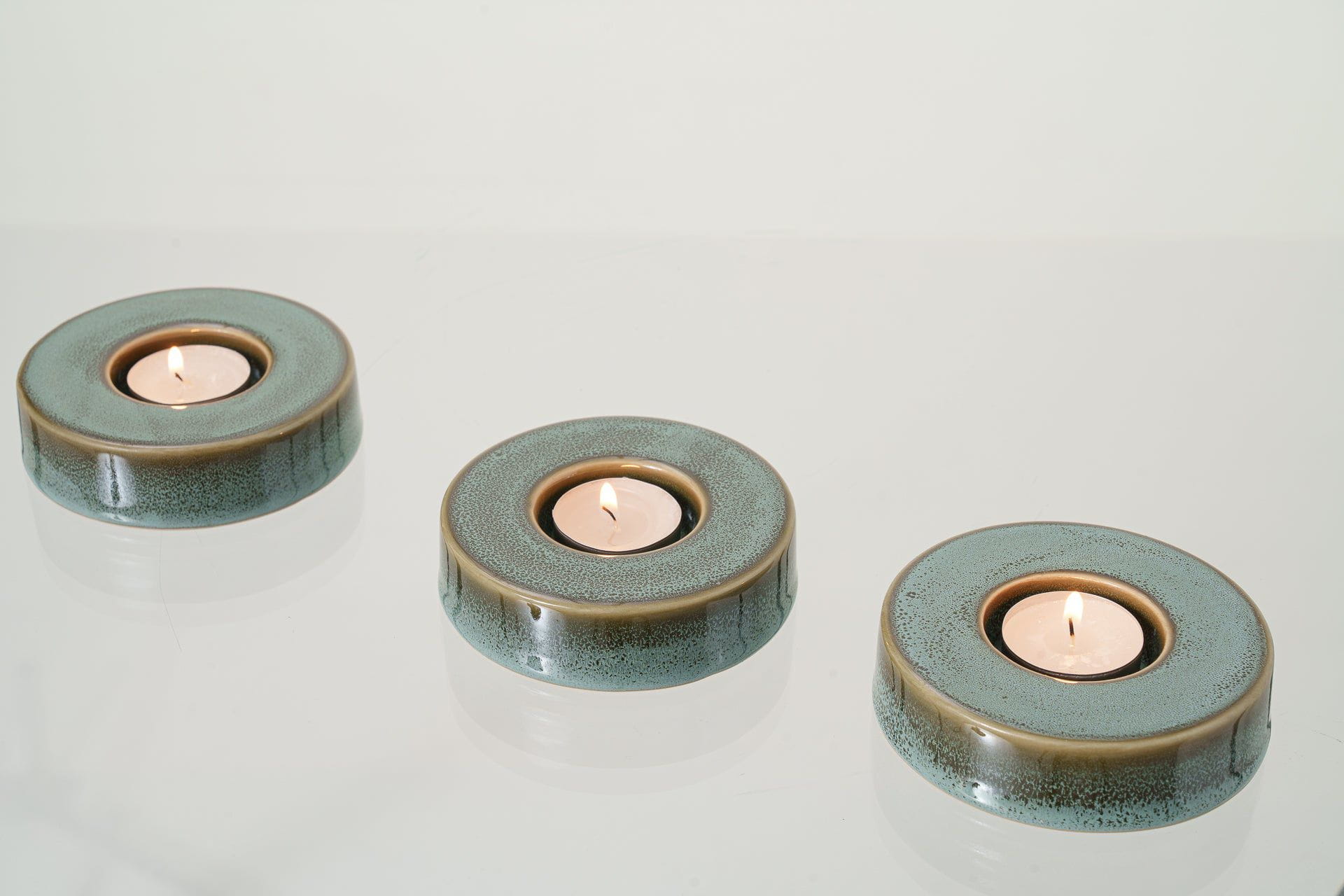 Caleo Handmade Candleholder for Cremation Urns - Oily Green Melange | Ceramic - Pulvis Art Urns