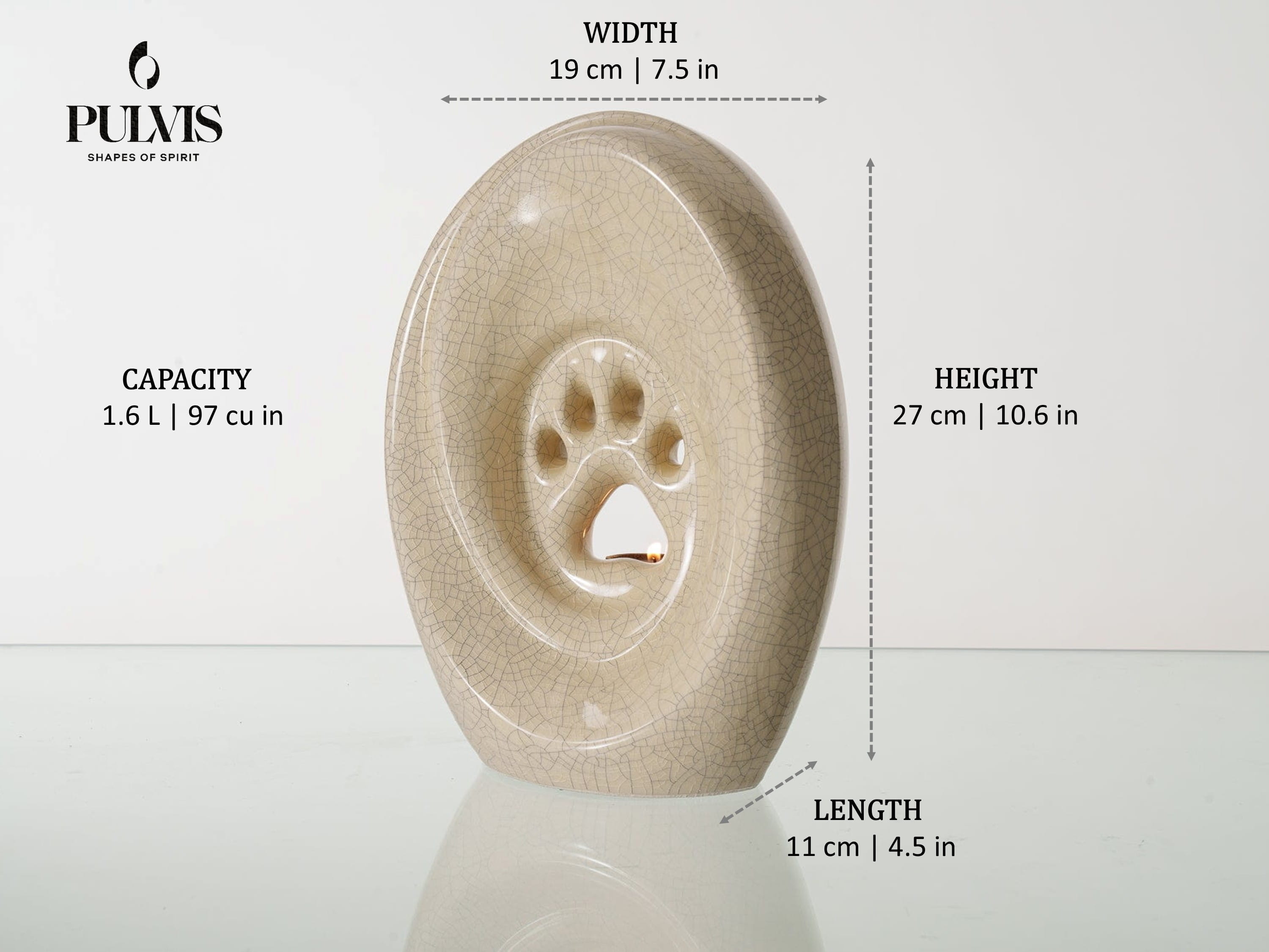 Pulvis Art Urns Paw - Large - candle holder Custom Decorated Pet Urn - Handmade | Ceramic Pet Urn