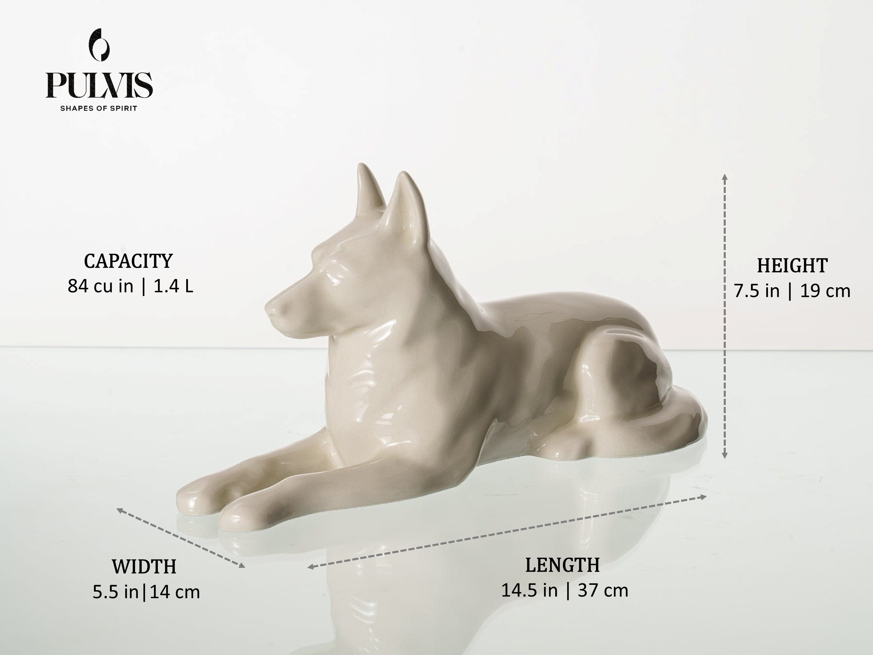 Pulvis Art Urns German Shepherd Custom Decorated Pet Urn - Handmade | Ceramic Pet Urn