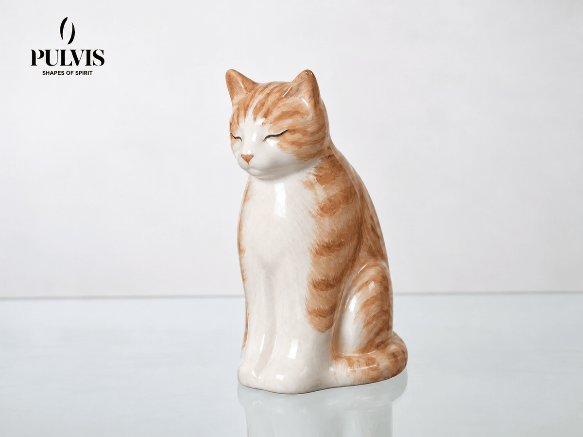 Pulvis Art Urns Custom Pet Urn Custom Decorated Pet Urn - Handmade | Meow Cat | Ceramic Pet Urn