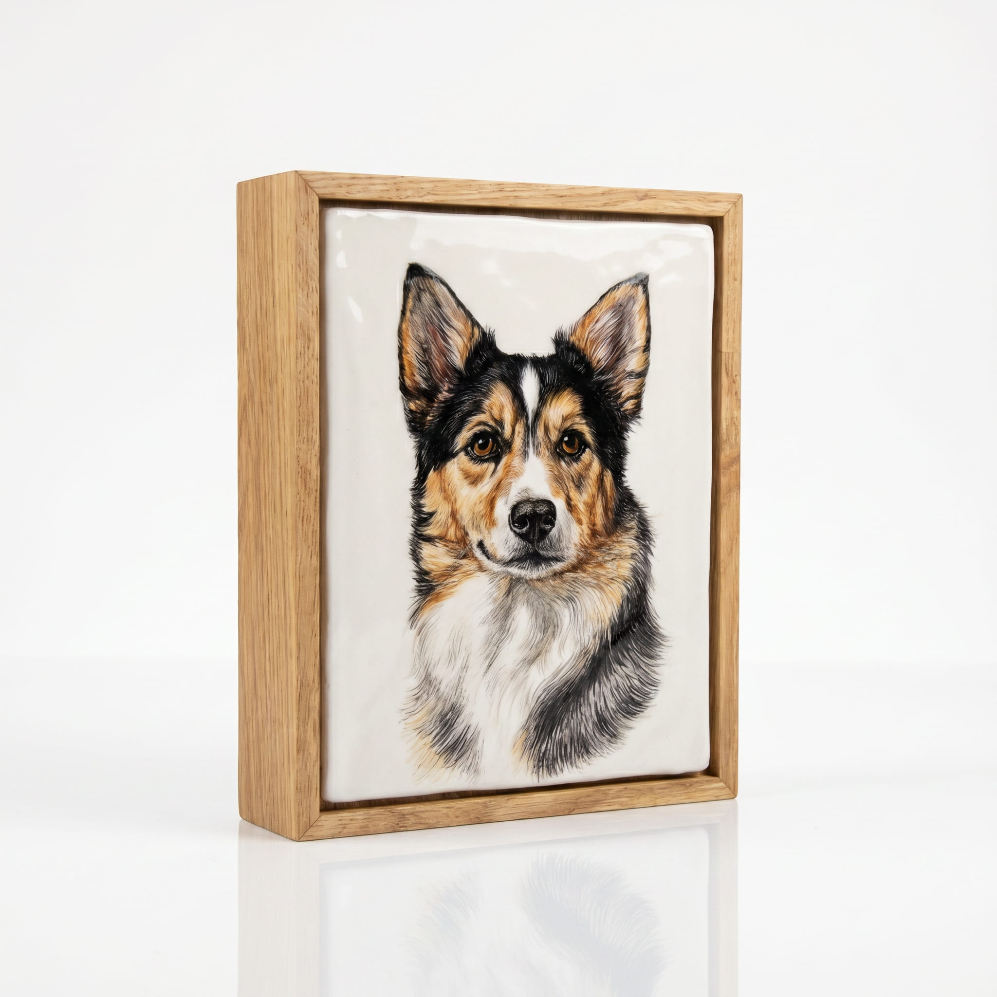Pulvis Art Urns Custom Pet Urn - Moment In Time - Hand Decorated Ceramic Tile | Wall Mounted | Frame Urn