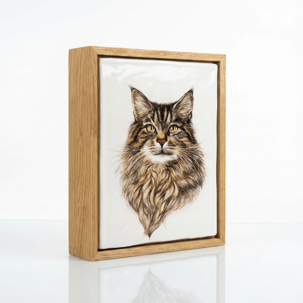 Pulvis Art Urns Custom Pet Urn - Moment In Time - Hand Decorated Ceramic Tile | Wall Mounted | Frame Urn