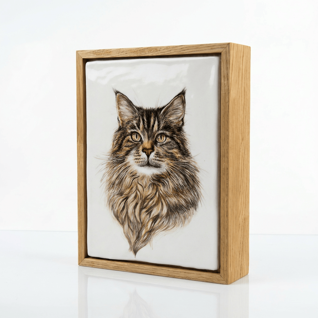 Pulvis Art Urns Custom Pet Urn - Moment In Time - Hand Decorated Ceramic Tile | Wall Mounted | Frame Urn