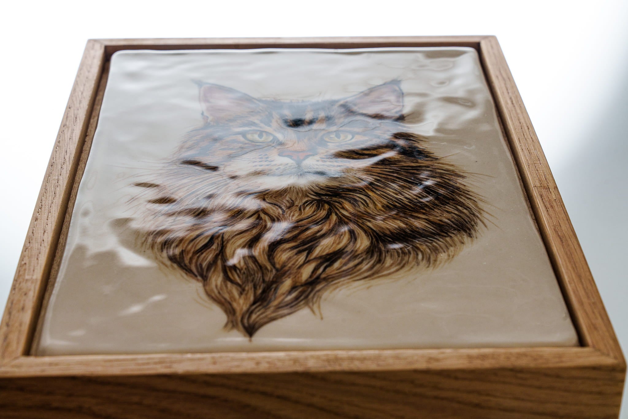 Pulvis Art Urns Custom Pet Urn - Moment In Time - Hand Decorated Ceramic Tile | Wall Mounted | Frame Urn
