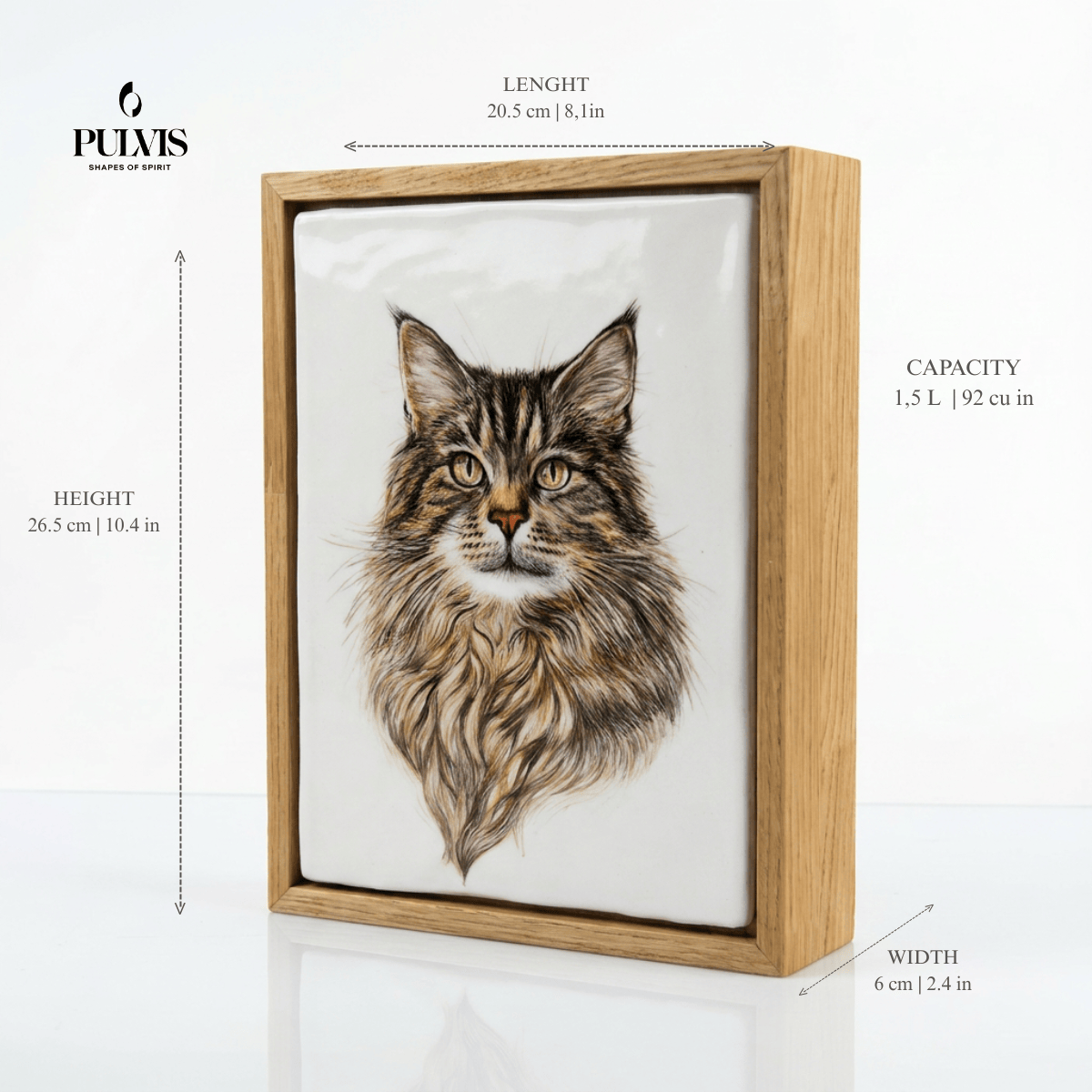 Pulvis Art Urns Custom Pet Urn - Moment In Time - Hand Decorated Ceramic Tile | Wall Mounted | Frame Urn