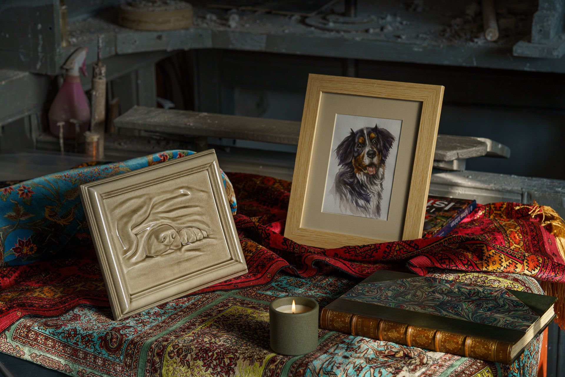 Dog Snout Bundle - 4 Pieces - Portrait | Urn | Nameplate Holder | Scented Candle - Pulvis Art Urns