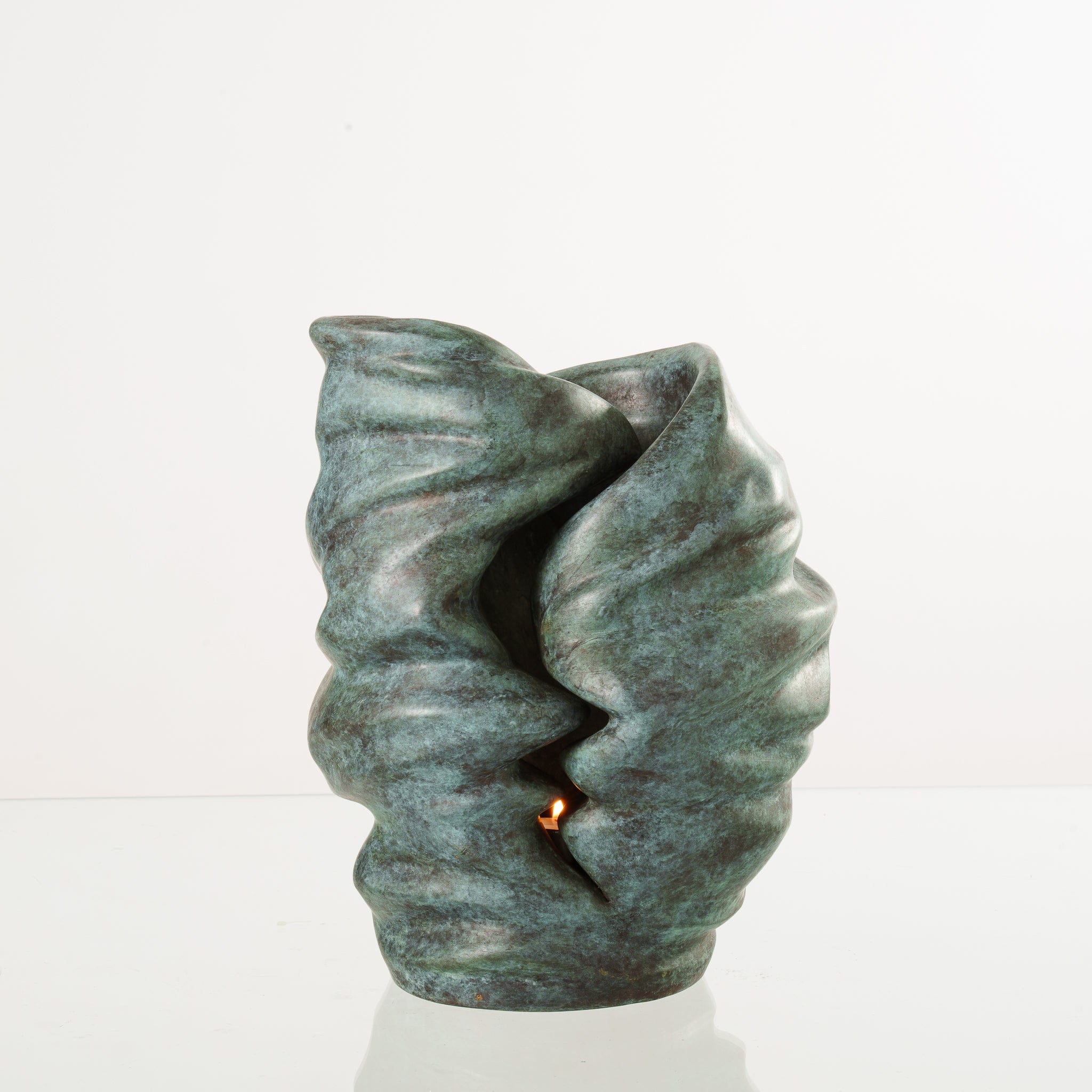 Pulvis Art Urns Exclusive Urn Cast Bronze Cremation Urn "Light" - Green Patina | Exclusive Bronze Urn