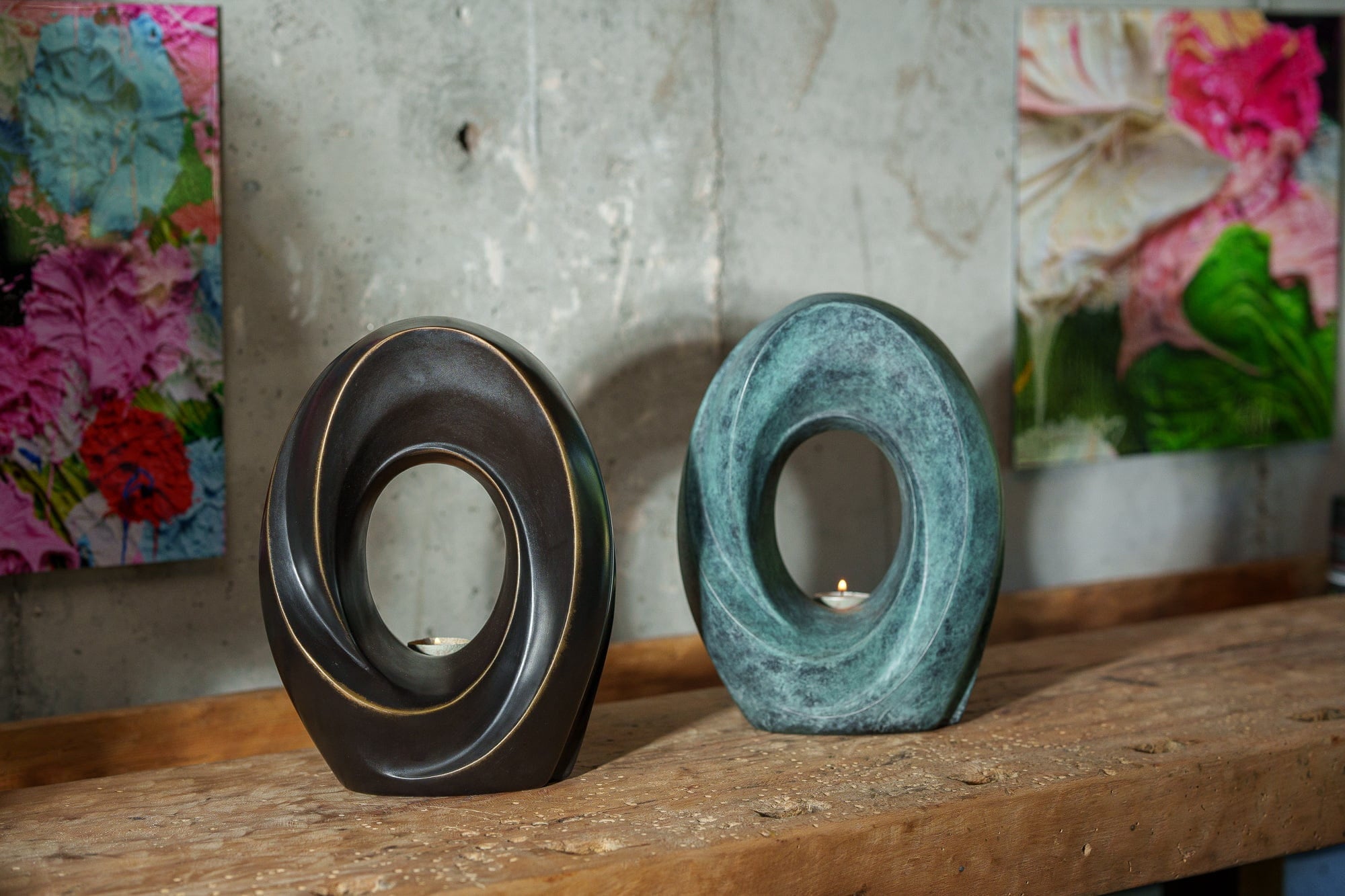 Pulvis Art Urns Exclusive Urn Cast Bronze Cremation Urn "The Passage" - Green Patina | Exclusive Bronze Urn