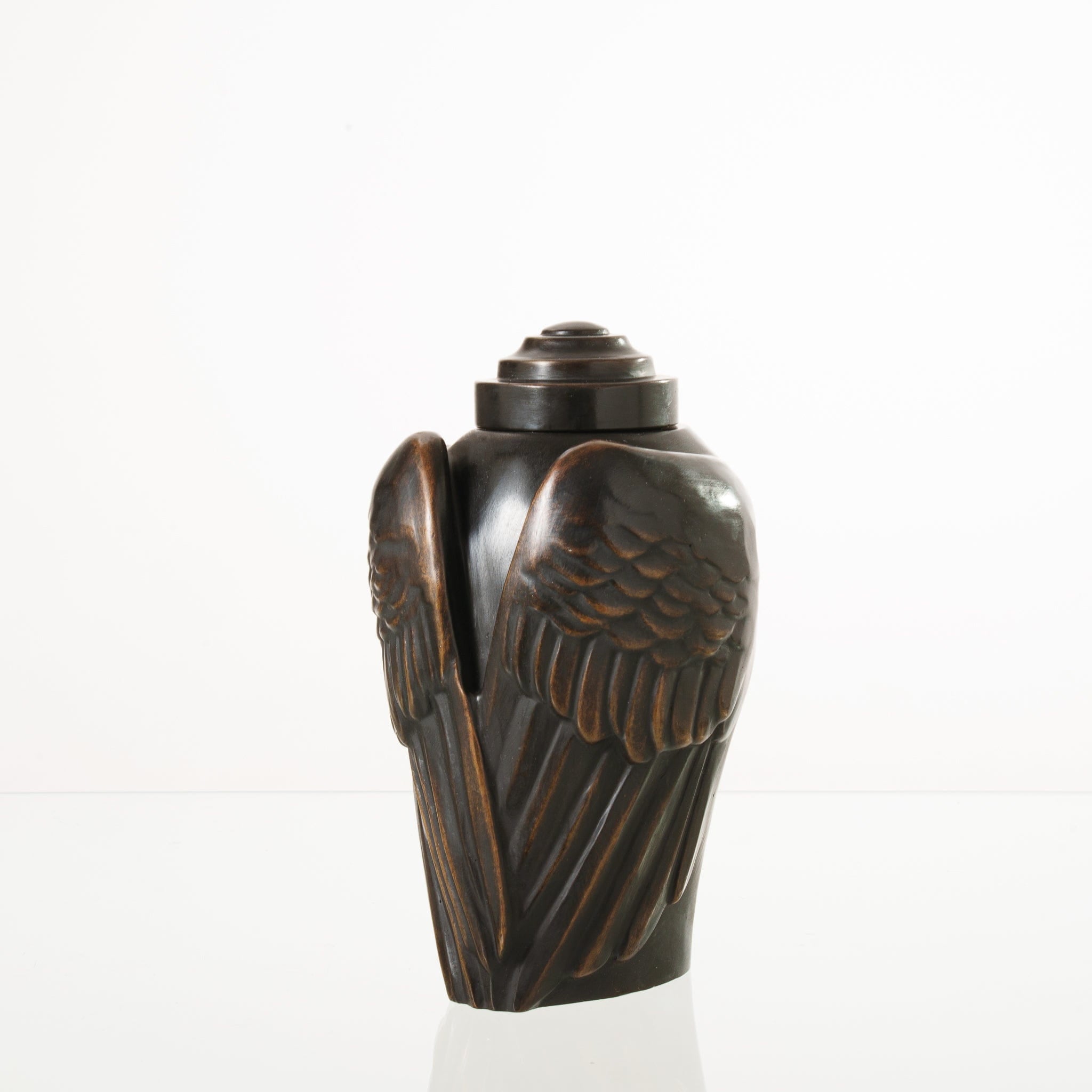 Pulvis Art Urns Exclusive Urn Cast Bronze Cremation Urn "Wings" - Dark Patina | Exclusive Bronze Urn