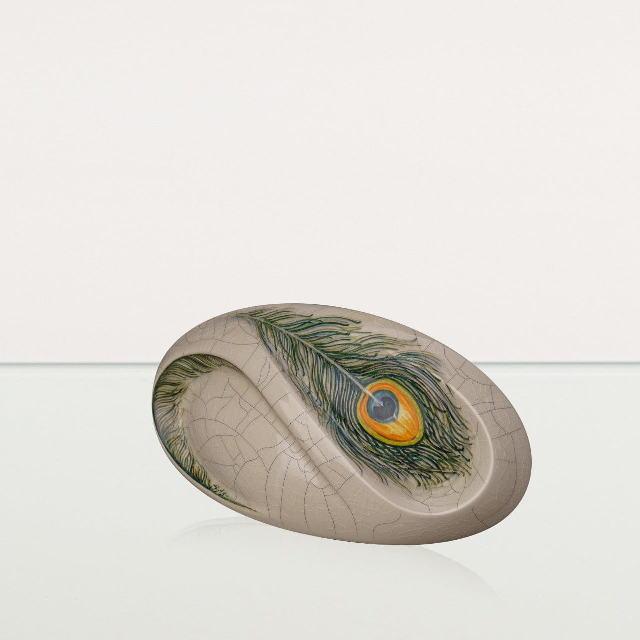 Hand Decorated Eternity Keepsake "Feathers" - Ceramic Keepsake Urn - Pulvis Art Urns