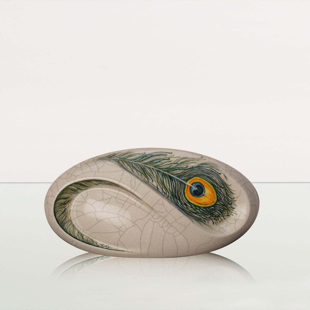 Hand Decorated Eternity Keepsake "Feathers" - Ceramic Keepsake Urn - Pulvis Art Urns