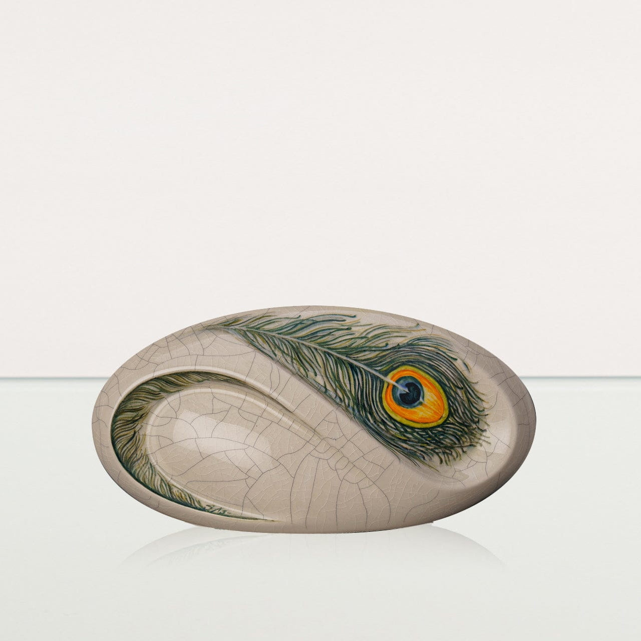 Hand Decorated Eternity Keepsake "Feathers" - Ceramic Keepsake Urn - Pulvis Art Urns