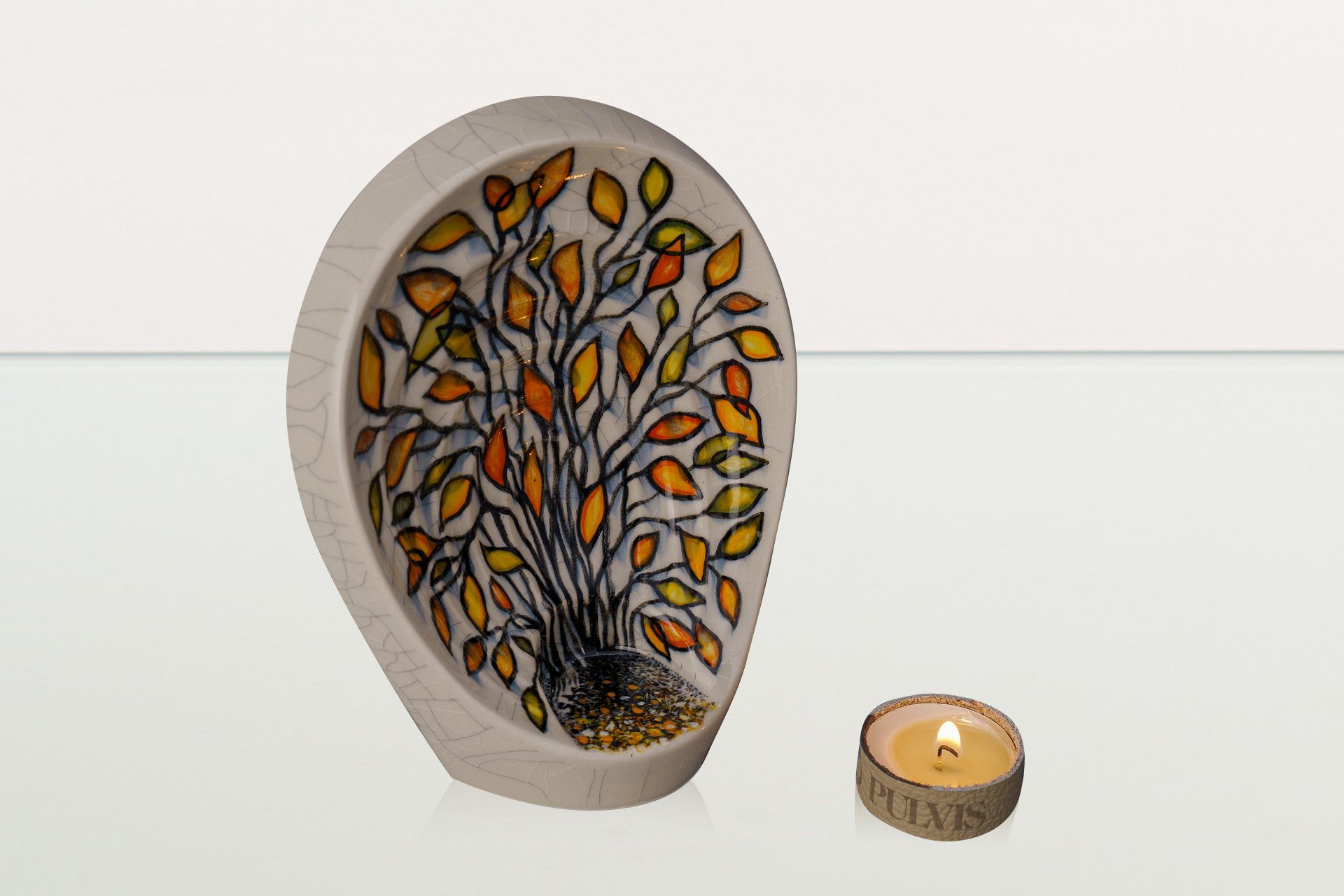 Hand Decorated Keepsake "Guardian - Autumn" - Ceramic Keepsake Urn - Pulvis Art Urns