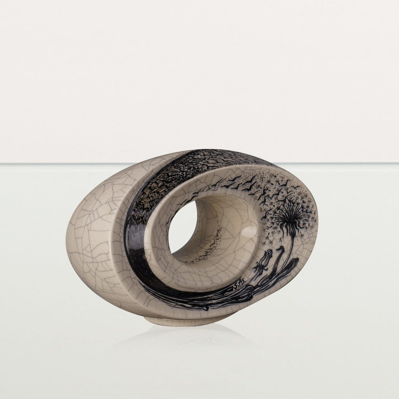 Hand Decorated Keepsake "The Passage - Birds" - Ceramic Keepsake - Pulvis Art Urns