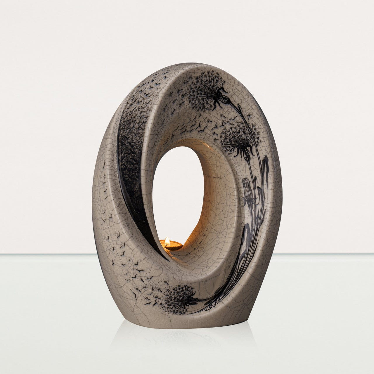 Hand Decorated Urn "The Passage - Birds" - Large | Ceramic Urn - Pulvis Art Urns