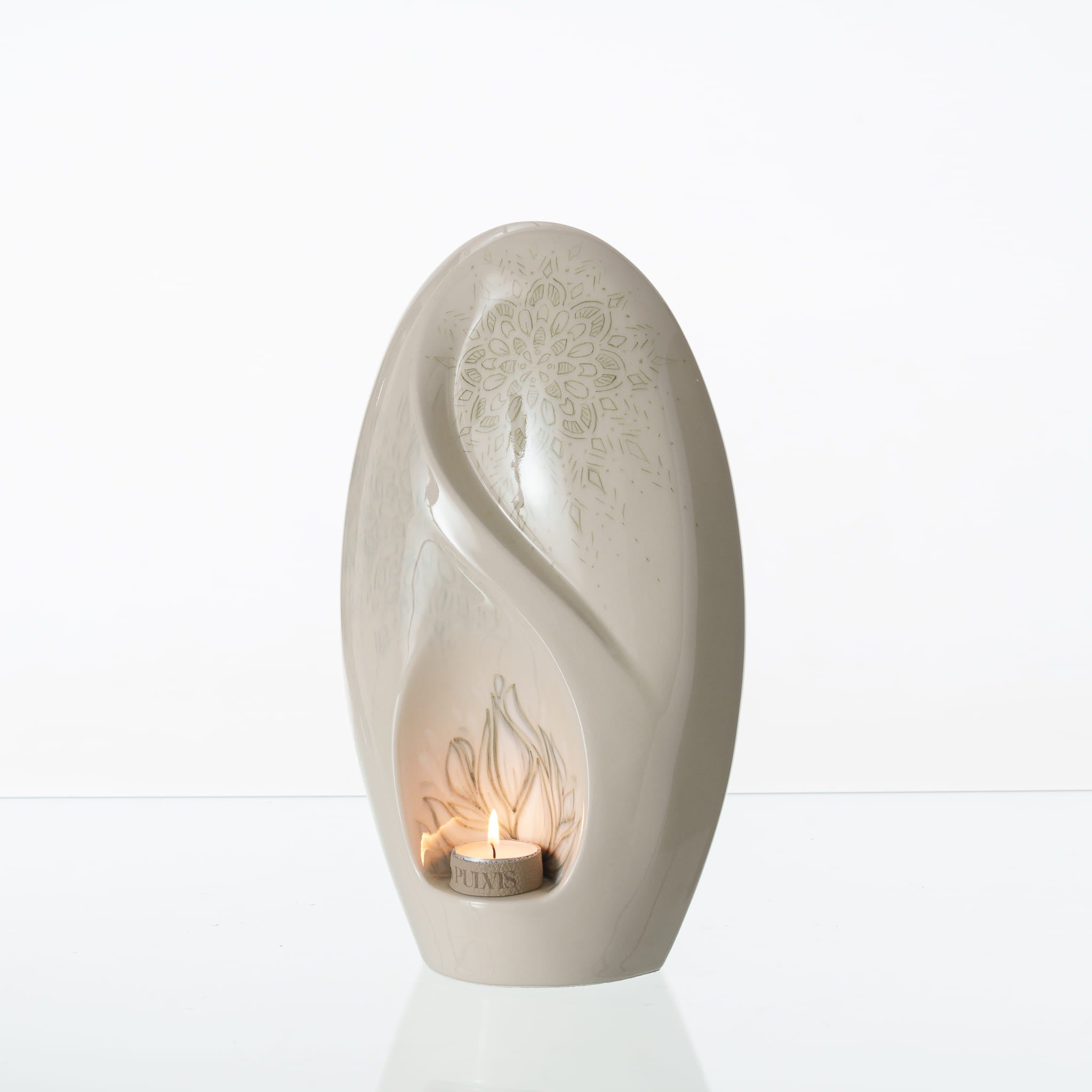 Pulvis Art Urns Exclusive Urn Handmade Decorated Eternity Urn "Lotus" - Large | Ceramic Urn