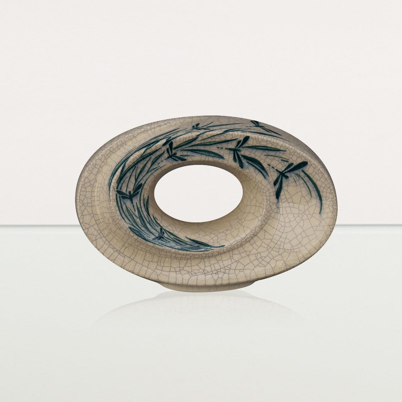 Handmade Decorated Keepsake "The Passage - Dragonflies" - Ceramic - Pulvis Art Urns