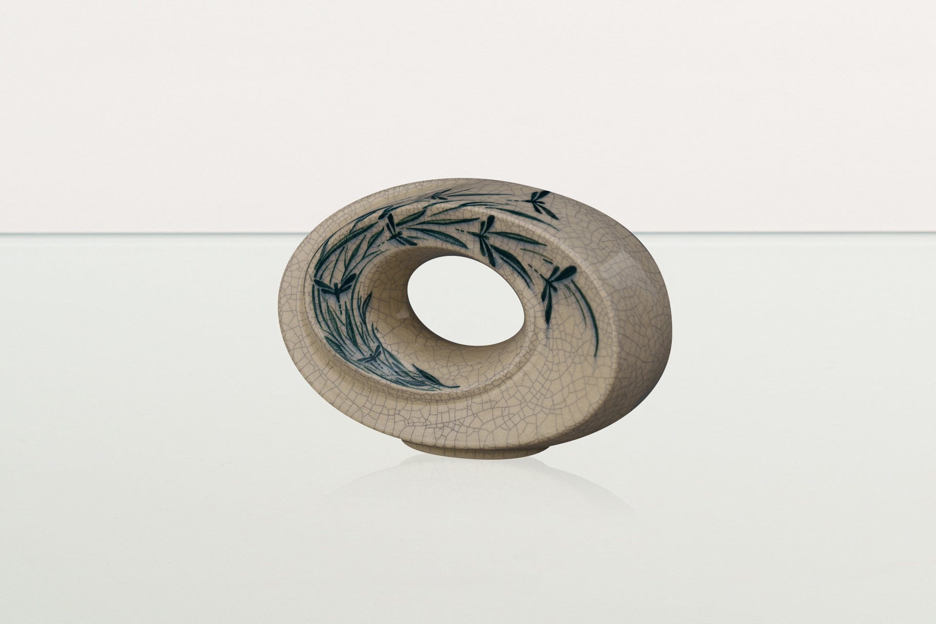 Handmade Decorated Keepsake "The Passage - Dragonflies" - Ceramic - Pulvis Art Urns