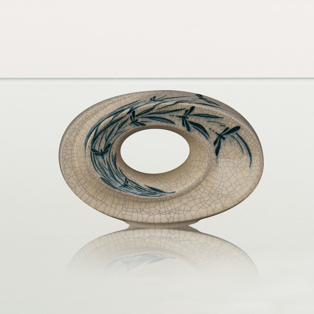 Handmade Decorated Keepsake "The Passage - Dragonflies" - Ceramic - Pulvis Art Urns