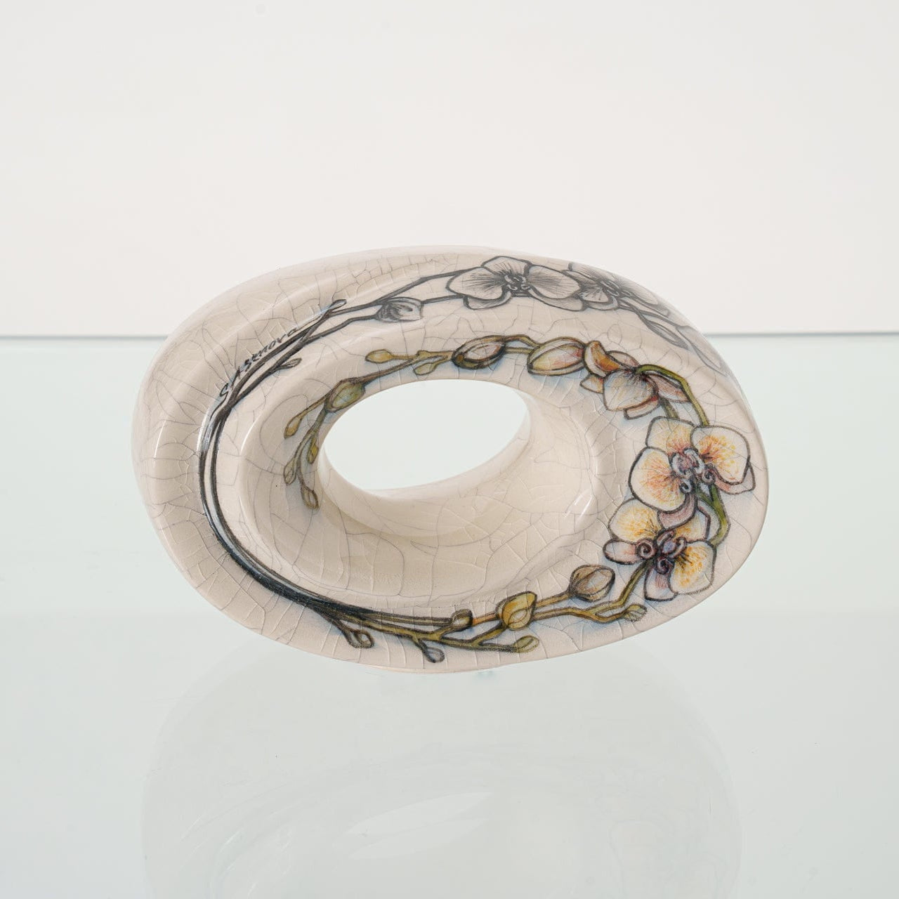 Handmade Decorated Keepsake "The Passage - Orchids" | Ceramic - Pulvis Art Urns