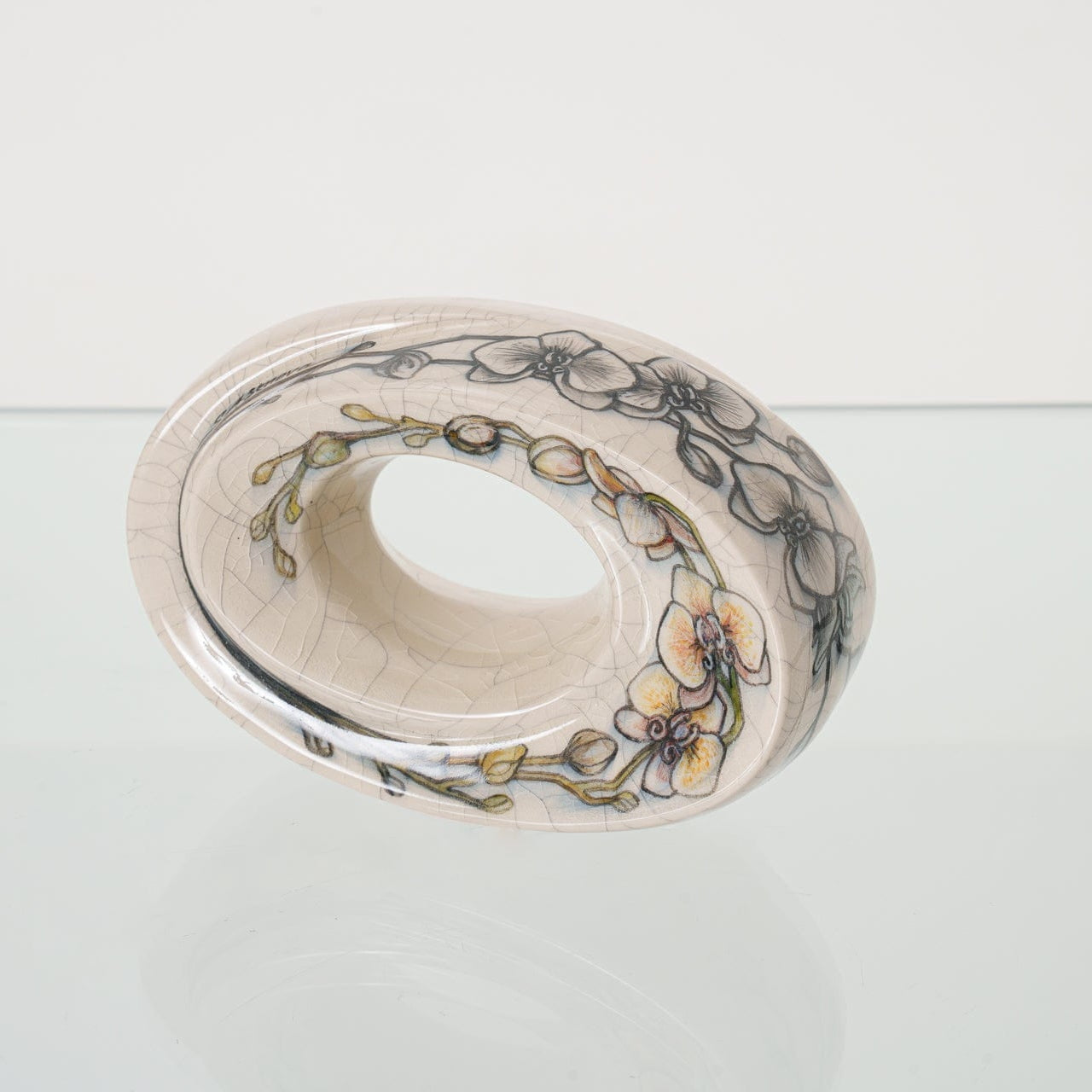 Handmade Decorated Keepsake "The Passage - Orchids" | Ceramic - Pulvis Art Urns