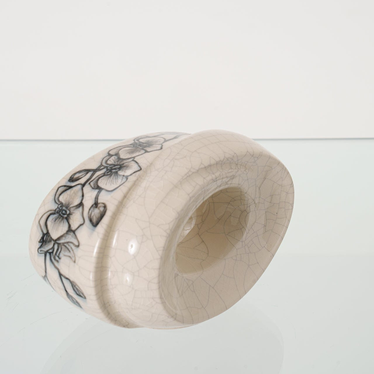 Handmade Decorated Keepsake "The Passage - Orchids" | Ceramic - Pulvis Art Urns