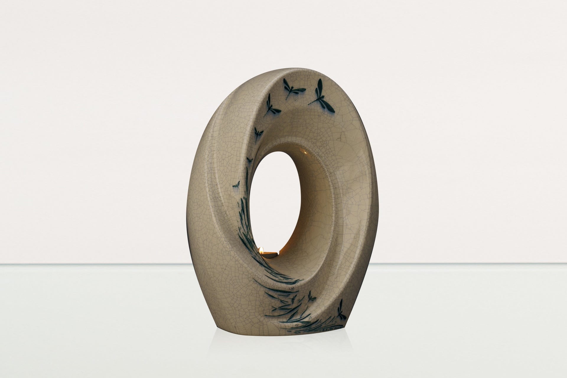 Handmade Decorated Urn "The Passage - Dragonflies" - Large | Ceramic Urn - Pulvis Art Urns