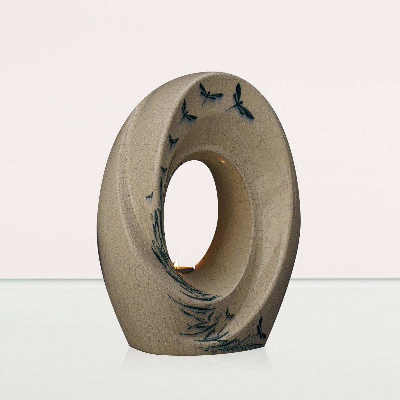 Handmade Decorated Urn "The Passage - Dragonflies" - Large | Ceramic Urn - Pulvis Art Urns