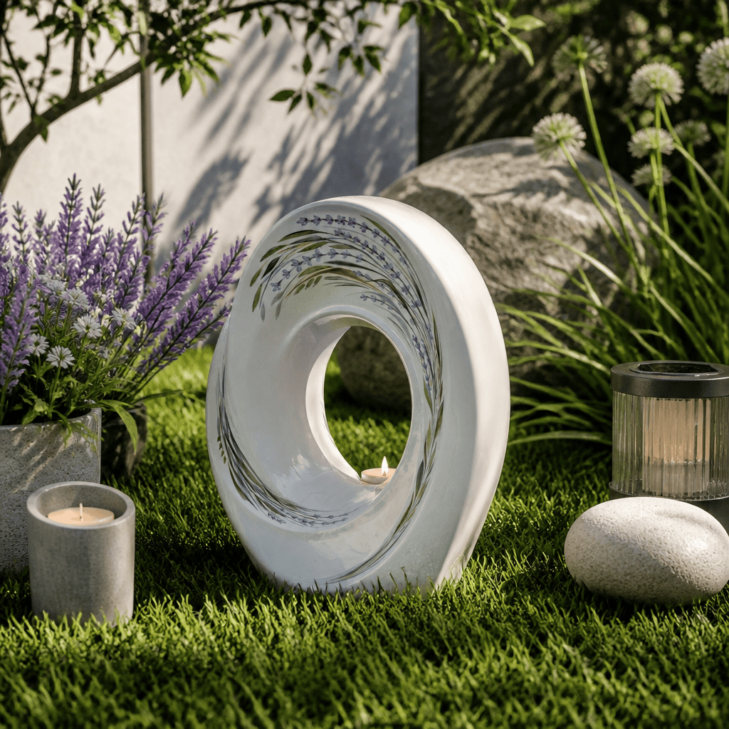 Pulvis Art Urns Exclusive Urn Handmade Decorated Urn "The Passage - Lavender" - Medium | Ceramic
