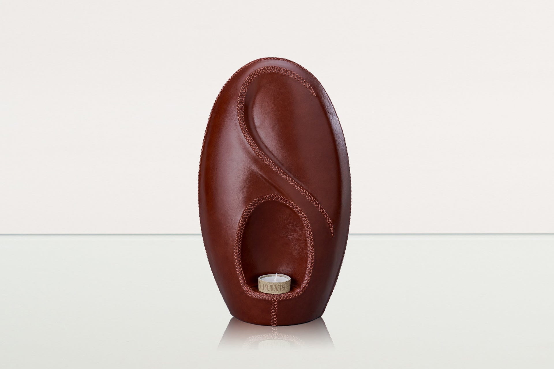 Leather Cremation Urn for Ashes "Eternity" - Genuine Leather - Pulvis Art Urns