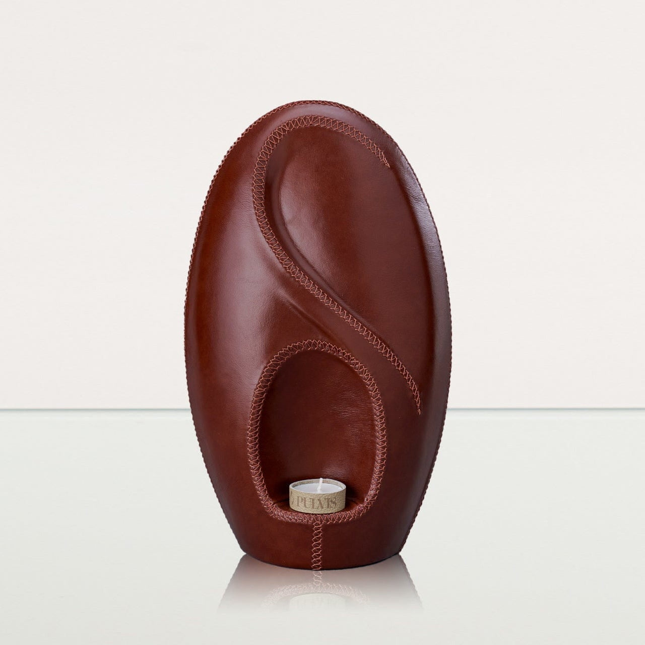 Leather Cremation Urn for Ashes "Eternity" - Genuine Leather - Pulvis Art Urns