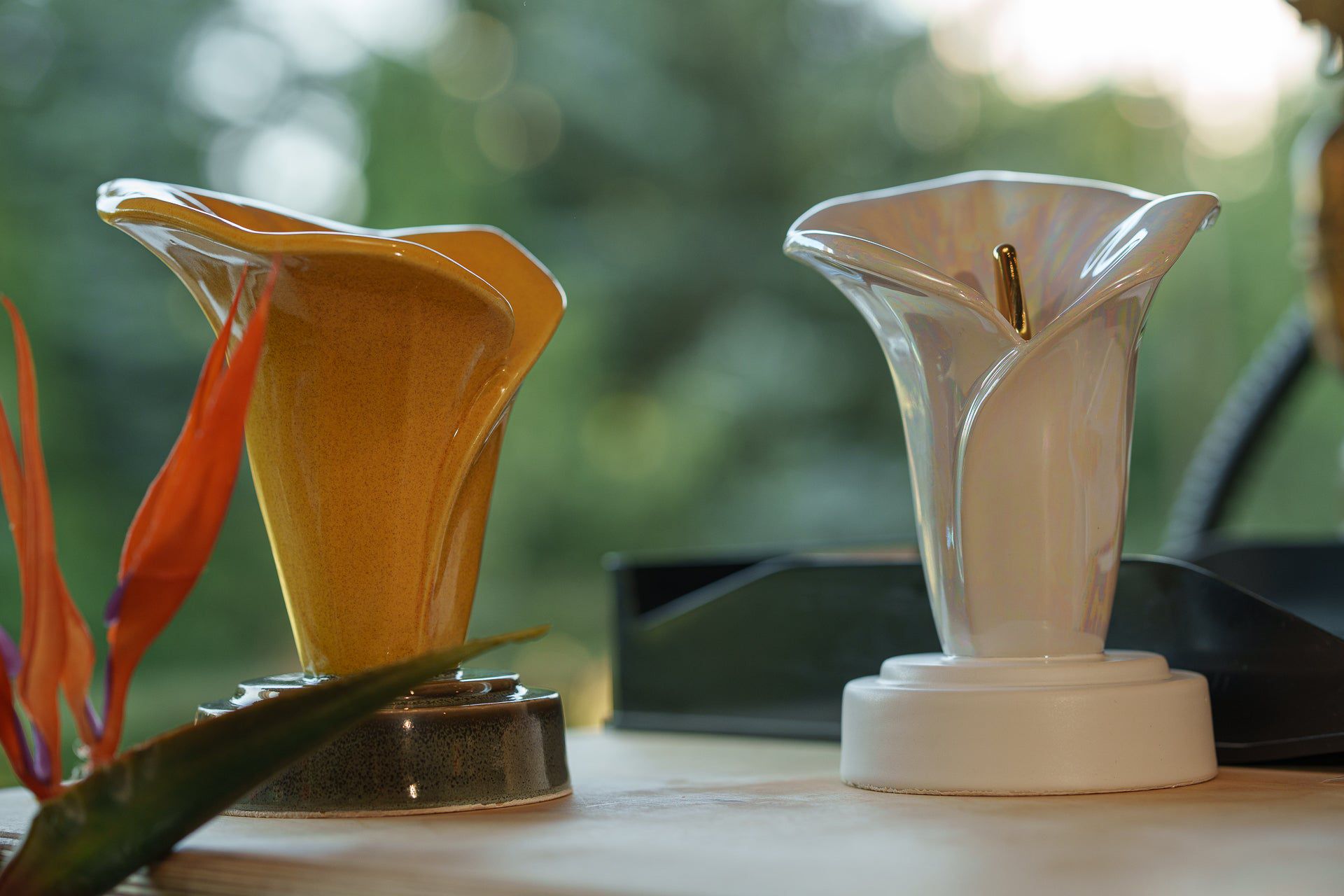 Calla Lily Keepsake Urn - Amber Yellow | Ceramic - Pulvis Art Urns