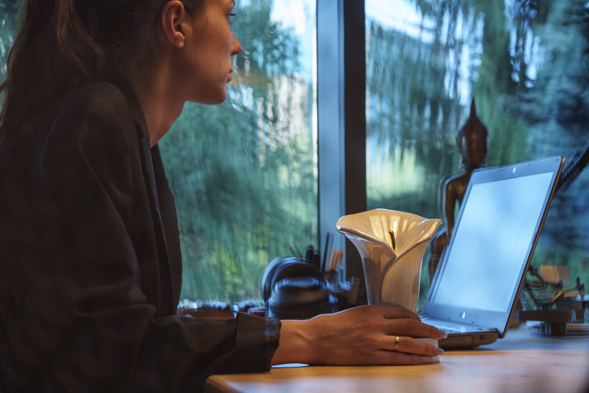 Calla Lily Keepsake Urn - White Matte | Ceramic - Pulvis Art Urns