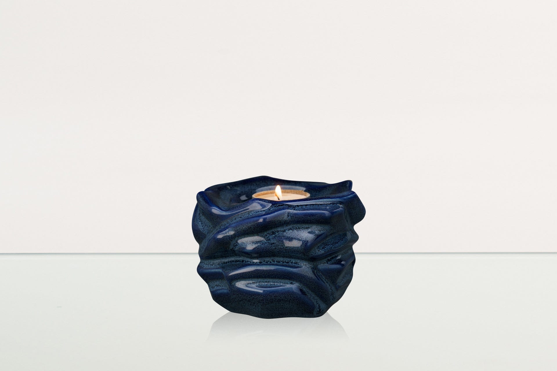 Candleholder Keepsake Urn For Ashes | Blue Melange | Ceramic Keepsake - Pulvis Art Urns