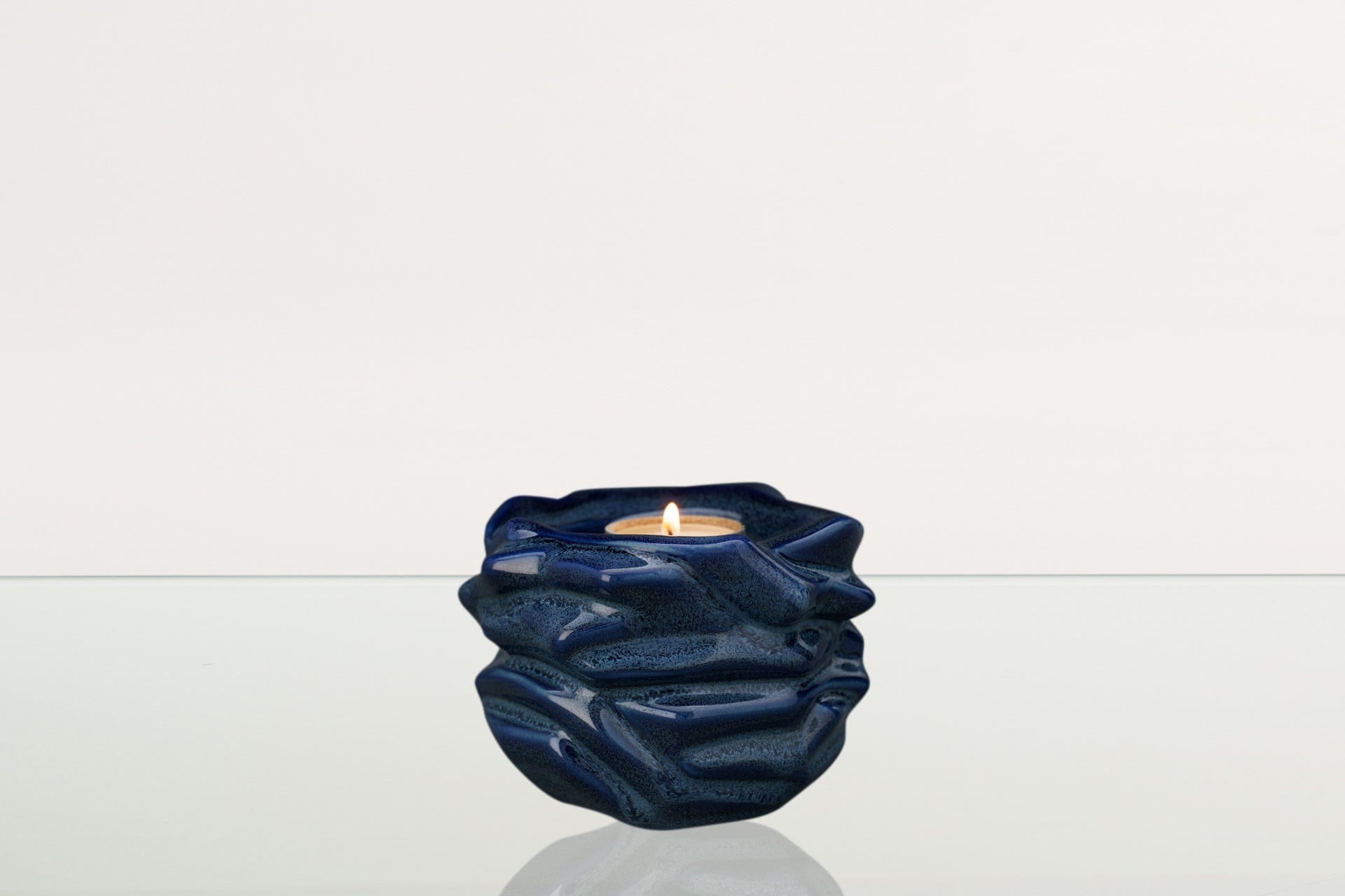 Candleholder Keepsake Urn For Ashes | Blue Melange | Ceramic Keepsake - Pulvis Art Urns