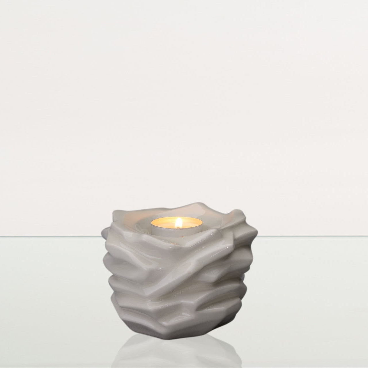 Candleholder Keepsake Urn For Ashes | Off-white | Ceramic Keepsake - Pulvis Art Urns